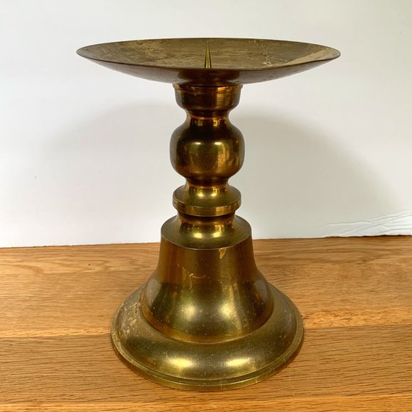 VTG Brass Pillar Candle Holder Boho Spike India